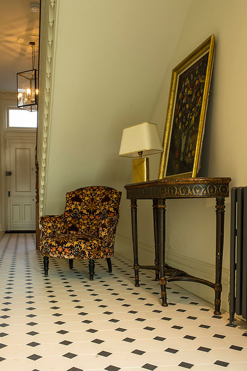 Totally created from antique and vintage finds. This hallways and the rest of the home were finished off with completely individual pieces chosen alongside the client at antiques markets. I lend my eye and bargaining skills!