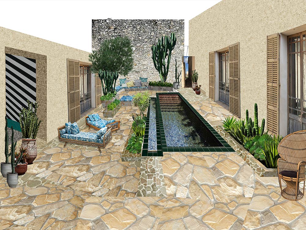 This was a concept for a pool area for a boutique hotel. The brief was all about creating a space with great ambiance.